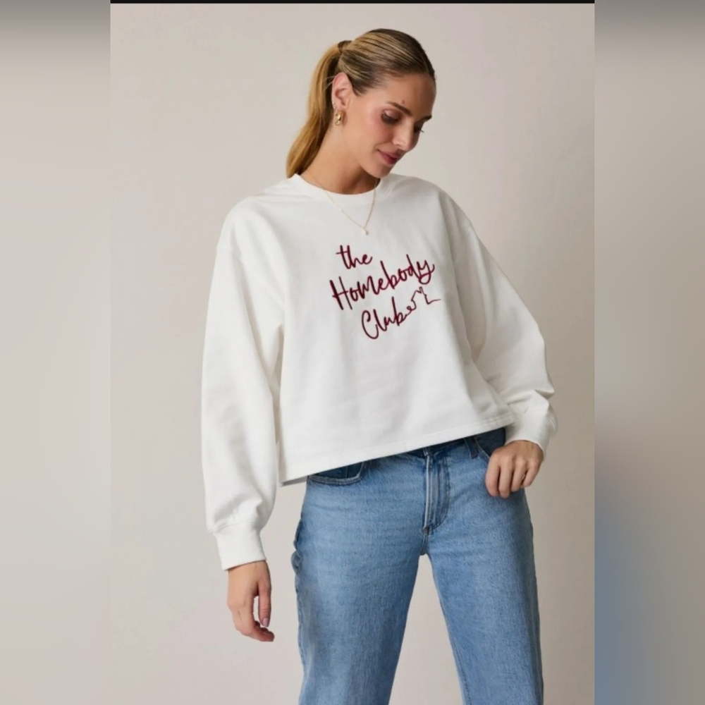 Sunday Edition Embroidered The Homebody Club Sweatshirt M New With Tags
